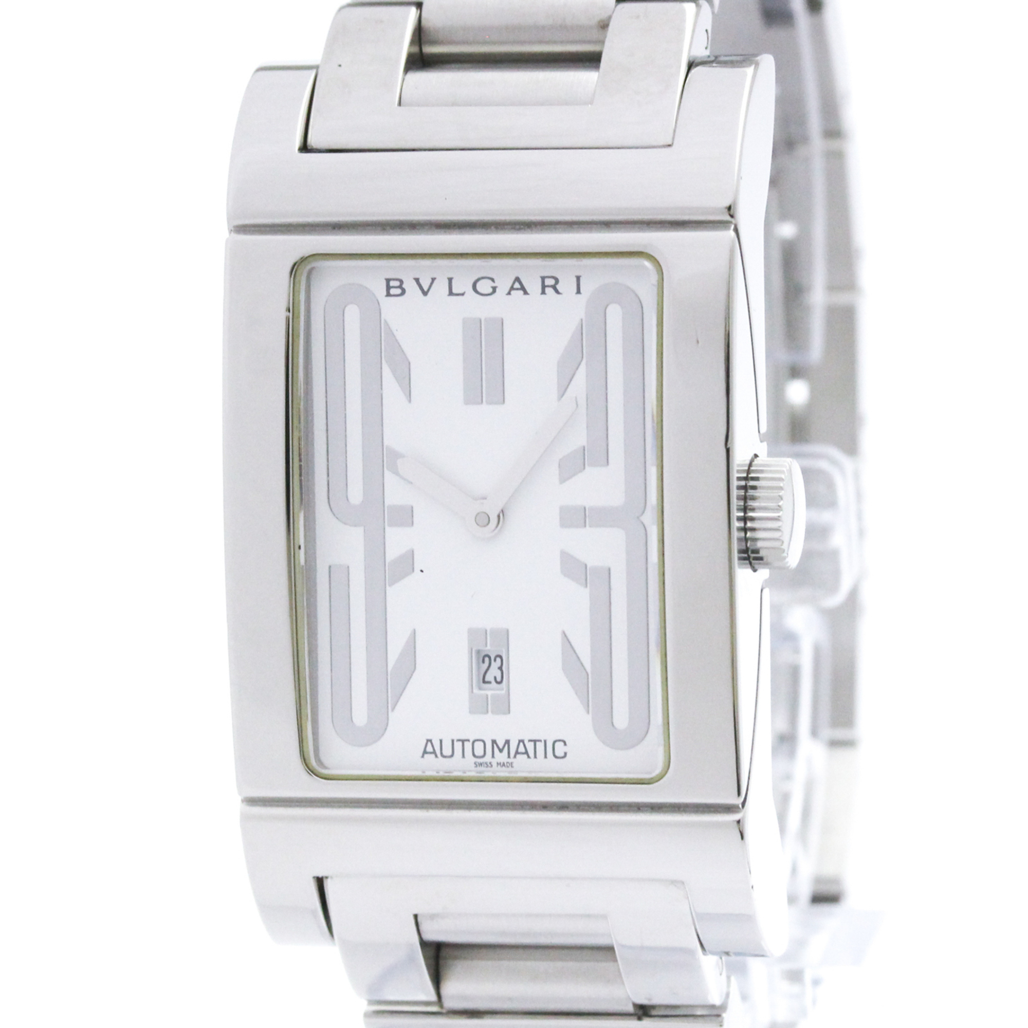 Bvlgari Rettangolo Stainless Steel Automatic Mens Watch Rt45s Polished
